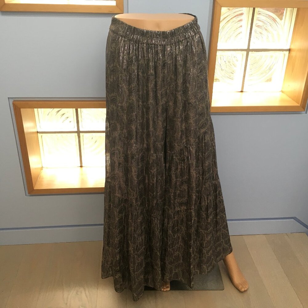 Kobi Halperin Maxi Split Skirt with Silver Metallic Threads Size S